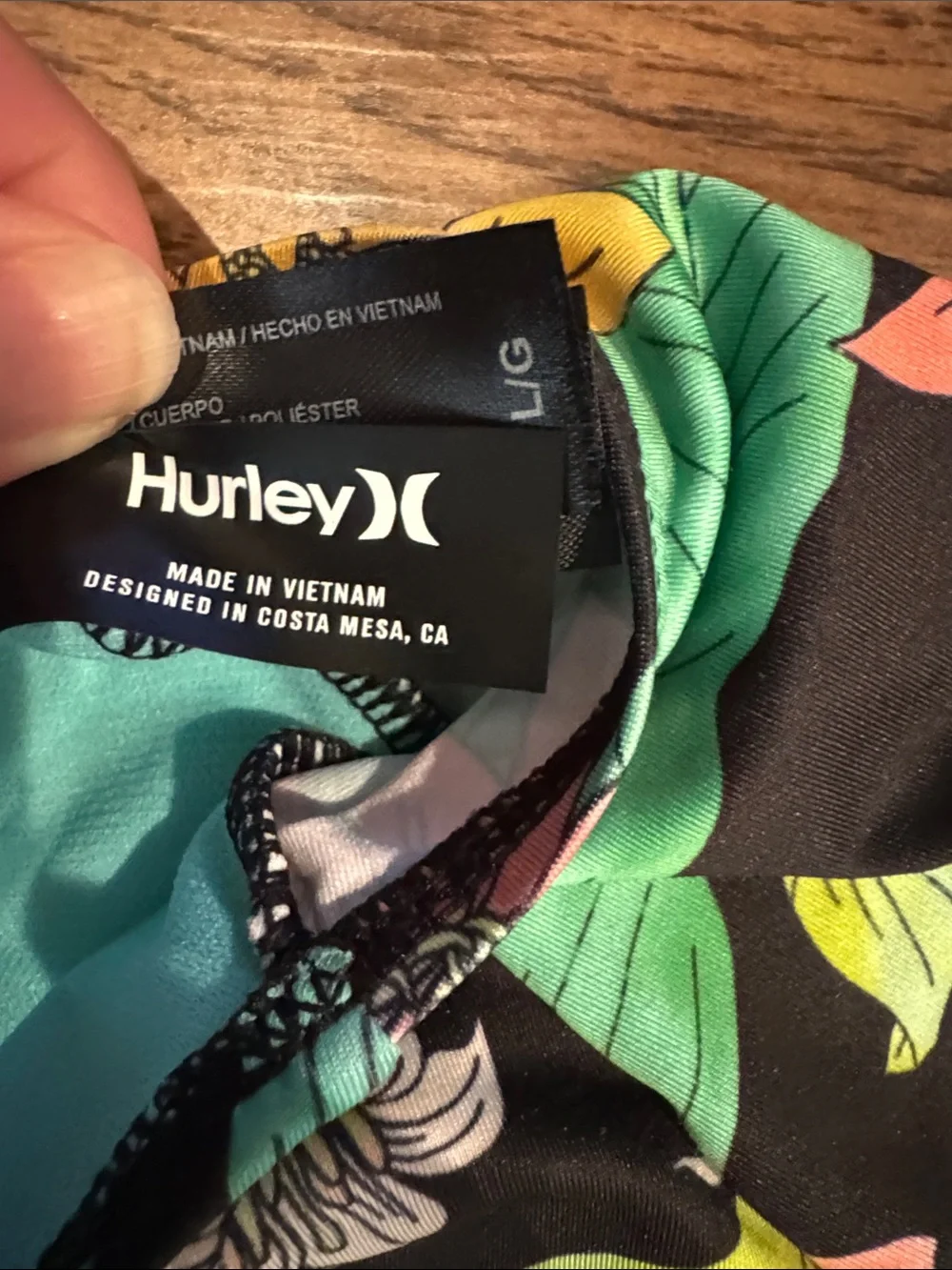 Hurley Black Tropical Floral Long Sleeve Swimsuit